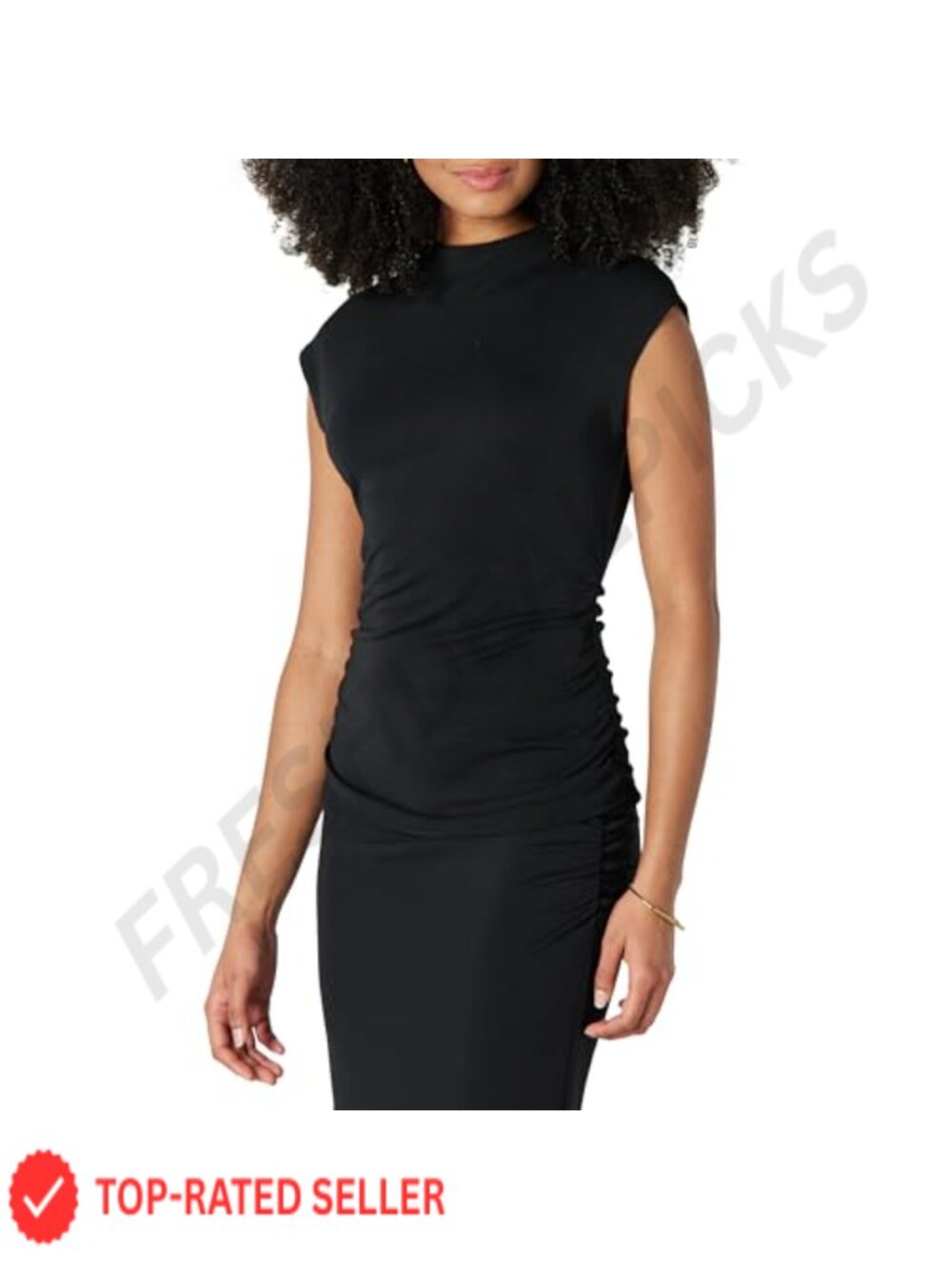 Slim Fit Ruched Matte Jersey Mock Neck Extended Sleeve Top
